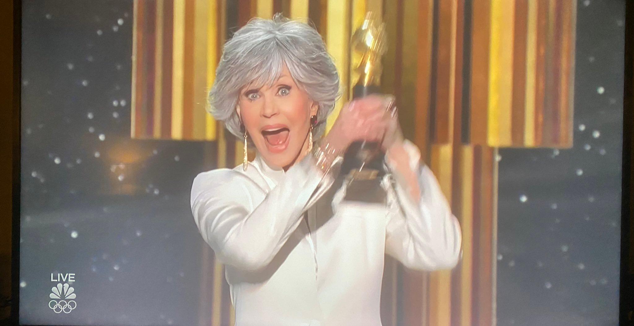 Jane Fonda with her award.