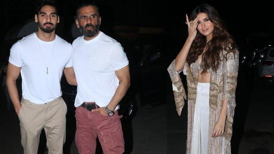 Suniel Shetty is actively promoting the debut movie of his son Ahan Shetty. Titled Tadap, the film also stars Tara Sutaria. Suniel joined Ahan and Tara for a promotional shoot in Film City, Mumbai. (Varinder Chawla)