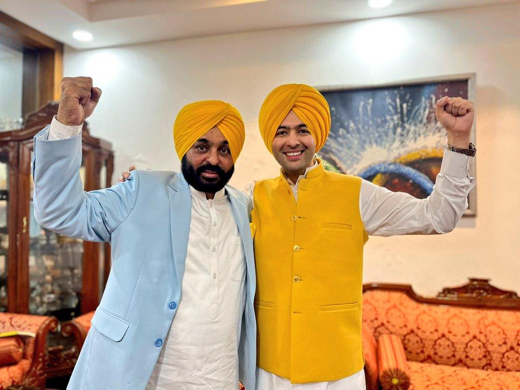 Punjab CM-designate with AAP Delhi MLA Raghav Chadha.