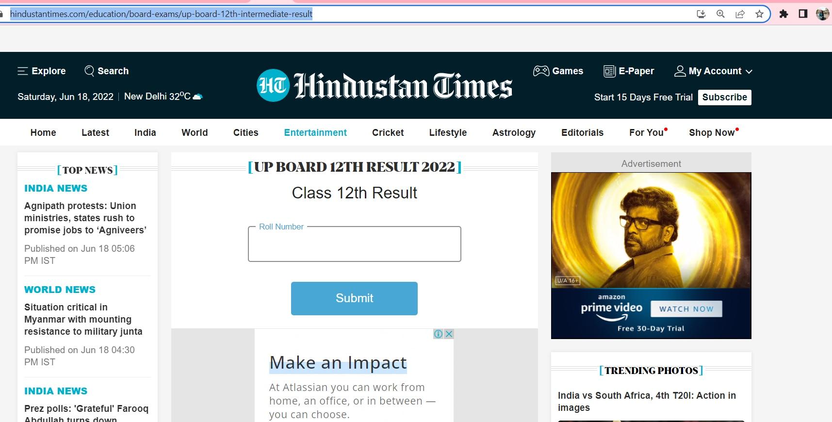 UP Board 2022: Class 12th result declared