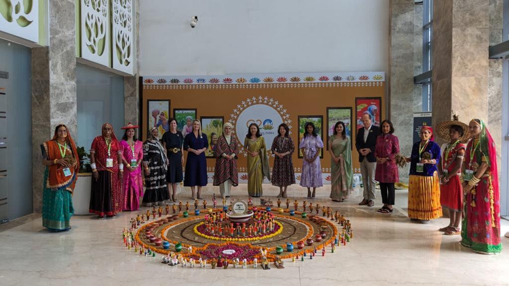 G20 Summit: Akshata Murthy, other guests and spouses of G20 leaders at Delhi's Pusa campus.