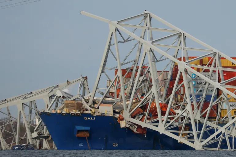 A view of the Francis Scott Key Bridge after the incident 
 (Julia Nikhinson/Reuters)