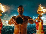 Ajay Devgn wished his fans with a picture of him from upcoming film, Bholaa. Ajay Devgn wished his fans with a picture of him from upcoming film, Bholaa.