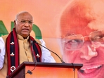 Congress President Mallikarjun Kharge addresses an election rally ahead of Nagaland Assembly election, at Diphupar Village, Chumukedima, Tuesday,(PTI) Congress President Mallikarjun Kharge addresses an election rally ahead of Nagaland Assembly election, at Diphupar Village, Chumukedima, Tuesday,(PTI)