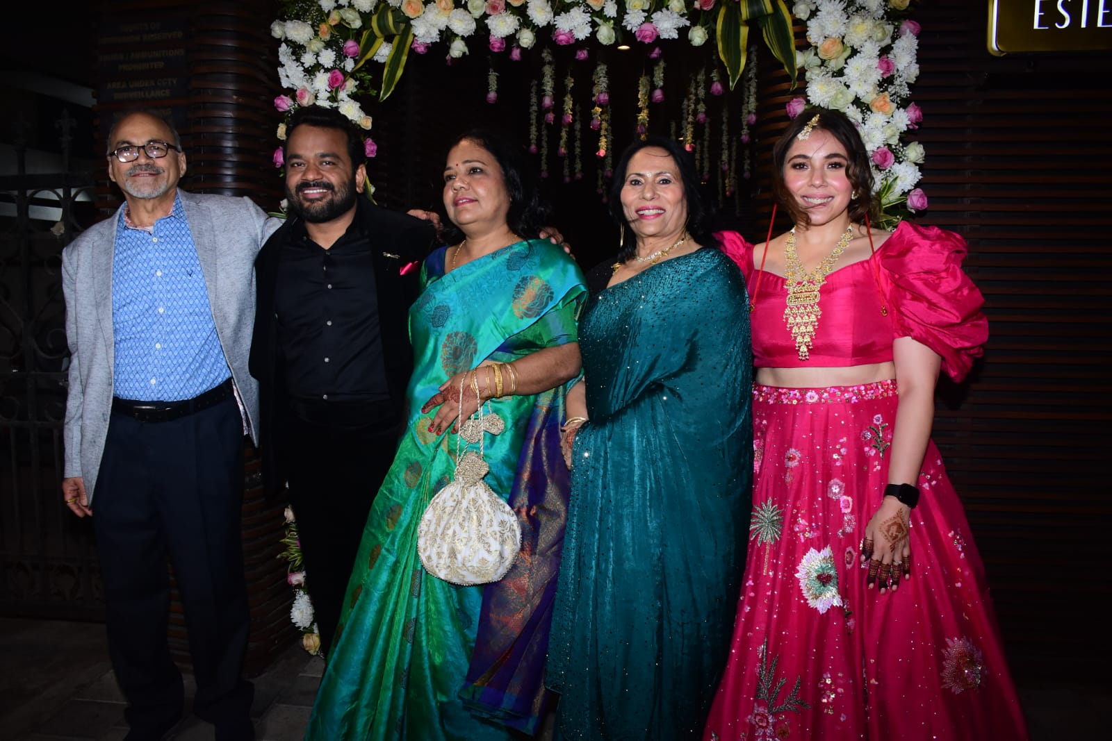 Maanvi Gagroo and Kumar Varun with their parents at wedding party in Mumbai. (Varinder Chawla)(Varinder Chawla) Maanvi Gagroo and Kumar Varun with their parents at wedding party in Mumbai. (Varinder Chawla)(Varinder Chawla)