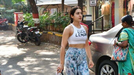 Sara Ali Khan is back from Doha and was spotted during her fitness session in Mumbai on Friday. She will next be seen in Laxman Utekar's next. (Varinder Chawla)