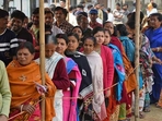 Voters stand in queues to cast their vote for the Tripura Assembly elections, on Feb 16, 2023. (Election Commission of India) Voters stand in queues to cast their vote for the Tripura Assembly elections, on Feb 16, 2023. (Election Commission of India)