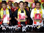 Pradyot Kishore Debbarma released his party TIPRA Motha’s poll manifesto for the Tripura assembly elections at Ujjayanta Palace, abode of the royal family. (Facebook/Pradyot Bikram Manikya DebBarma)(HT_PRINT) Pradyot Kishore Debbarma released his party TIPRA Motha’s poll manifesto for the Tripura assembly elections at Ujjayanta Palace, abode of the royal family. (Facebook/Pradyot Bikram Manikya DebBarma)(HT_PRINT)