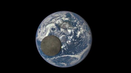The far side of the moon, illuminated by the Sun, as it crosses between the DSCOVR spacecraft and Earth. (NASA / NOAA) The far side of the moon, illuminated by the Sun, as it crosses between the DSCOVR spacecraft and Earth. (NASA / NOAA)