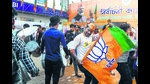 BJP supporters celebrate party’s win in Tripura elections, outside its office in Agartala on March 2. (Amit Sharma) BJP supporters celebrate party’s win in Tripura elections, outside its office in Agartala on March 2. (Amit Sharma)