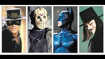 (Left to right) Antonio Banderas in The Mask of Zorro (1998). The character Jason Voorhees from Friday the 13th (1980). Christian Bale as Batman in The Dark Knight Rises (2012). V, an anar-chist freed-om fighter, wears the Guy Fawkes-inspired mask in V for Vendetta (2005). (Left to right) Antonio Banderas in The Mask of Zorro (1998). The character Jason Voorhees from Friday the 13th (1980). Christian Bale as Batman in The Dark Knight Rises (2012). V, an anar-chist freed-om fighter, wears the Guy Fawkes-inspired mask in V for Vendetta (2005).
