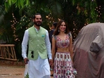 Dino Morea and Kim Sharma decked up for Alanna Panday's wedding festivities. She is set to marry Ivor McCray this week. Dino Morea and Kim Sharma decked up for Alanna Panday's wedding festivities. She is set to marry Ivor McCray this week.