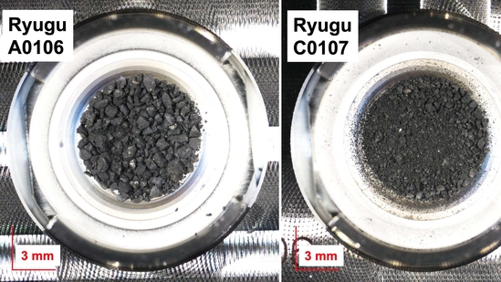 Carbonaceous rock samples retrieved from the asteroid Ryugu, that were subjected to chemical analysis by Hayabusa2 soluble organic matter (SOM) team members, led by Hiroshi Naraoka, Yoshinori Takano and Jason Dworkin.(JAXA via REUTERS)