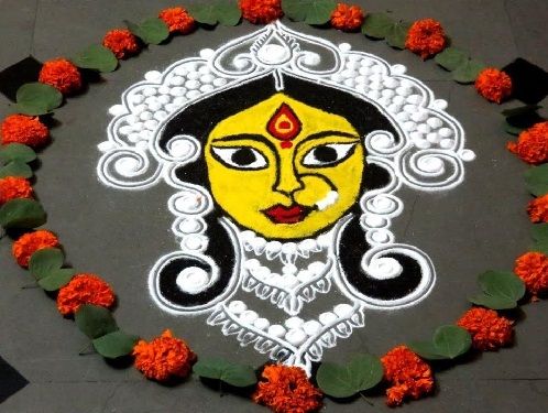 On the first day of Navratri, create a simple yet elegant rangoli design. (pinterest) On the first day of Navratri, create a simple yet elegant rangoli design. (pinterest)