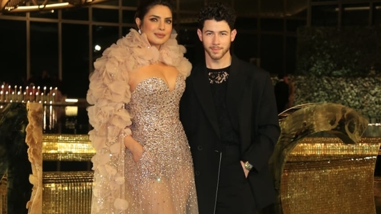 Priyanka Chopra and Nick Jonas pose for the paparazzi at the NMACC launch ceremony in Mumbai(File Photo)