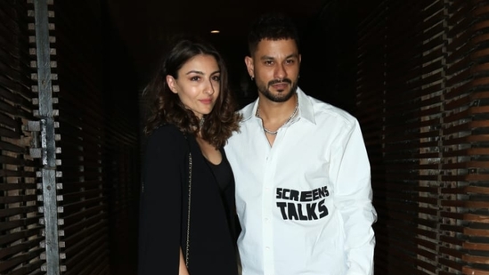 Soha Ali Khan and actor husband Kunal Kemmu also attended the Bheed dinner. While Soha was in a black dress, Kunal was in white shirt and black pants. Kunal was recently seen in a film Kanjoos Makhichoos which released online. (Varinder Chawla)