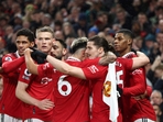 Manchester United's English striker Marcus Rashford (R) celebrates after scoring his team first goal during the English Premier League football match between Manchester United and Brentford at Old Trafford in Manchester, north west England, on April 5, 2023. (Photo by Darren Staples / AFP) / RESTRICTED TO EDITORIAL USE. No use with unauthorized audio, video, data, fixture lists, club/league logos or 'live' services. Online in-match use limited to 120 images. An additional 40 images may be used in extra time. No video emulation. Social media in-match use limited to 120 images. An additional 40 images may be used in extra time. No use in betting publications, games or single club/league/player publications. / (AFP) Manchester United's English striker Marcus Rashford (R) celebrates after scoring his team first goal during the English Premier League football match between Manchester United and Brentford at Old Trafford in Manchester, north west England, on April 5, 2023. (Photo by Darren Staples / AFP) / RESTRICTED TO EDITORIAL USE. No use with unauthorized audio, video, data, fixture lists, club/league logos or 'live' services. Online in-match use limited to 120 images. An additional 40 images may be used in extra time. No video emulation. Social media in-match use limited to 120 images. An additional 40 images may be used in extra time. No use in betting publications, games or single club/league/player publications. / (AFP)