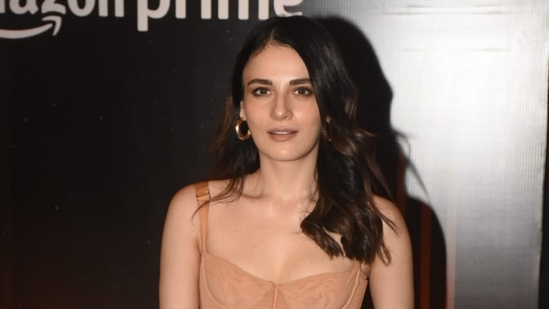 Radhika Madan was spotted in a beige corset top and distressed denims at the Jubilee screening. (Varinder Chawla)
