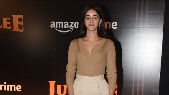 Ananya Panday attended not just Jubilee but Gumraah screening as well Thursday evening. She was spotted in a beige top and cream pants. (Varinder Chawla)