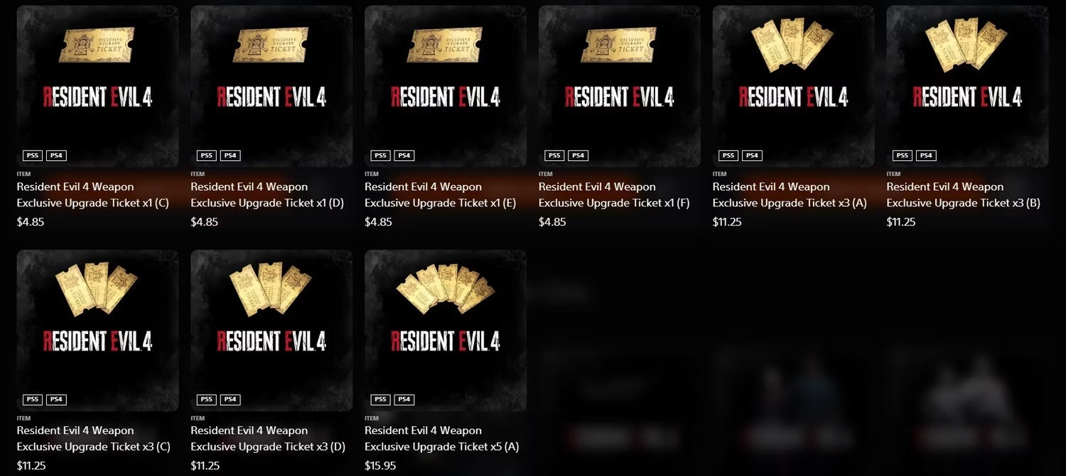 Upgrade Tickets (Image Credit: Capcom Studios) Upgrade Tickets (Image Credit: Capcom Studios)
