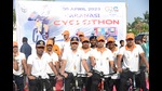 A cyclothon was organised in Kashi on April 9 to create awareness among locals about the upcoming G20 events. (HT photo) A cyclothon was organised in Kashi on April 9 to create awareness among locals about the upcoming G20 events. (HT photo)