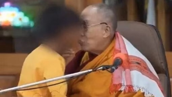 The widely circulated footage shows the Dalai Lama extending his tongue and asking the boy to suck on it during an interaction in which the child was paying his respects. (Source: Twitter/Video grab) The widely circulated footage shows the Dalai Lama extending his tongue and asking the boy to suck on it during an interaction in which the child was paying his respects. (Source: Twitter/Video grab)