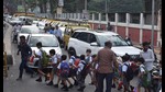 The after-school hour in these areas was no different as vehicles coming from all sides jostled to get ahead. (HT Photo) The after-school hour in these areas was no different as vehicles coming from all sides jostled to get ahead. (HT Photo)