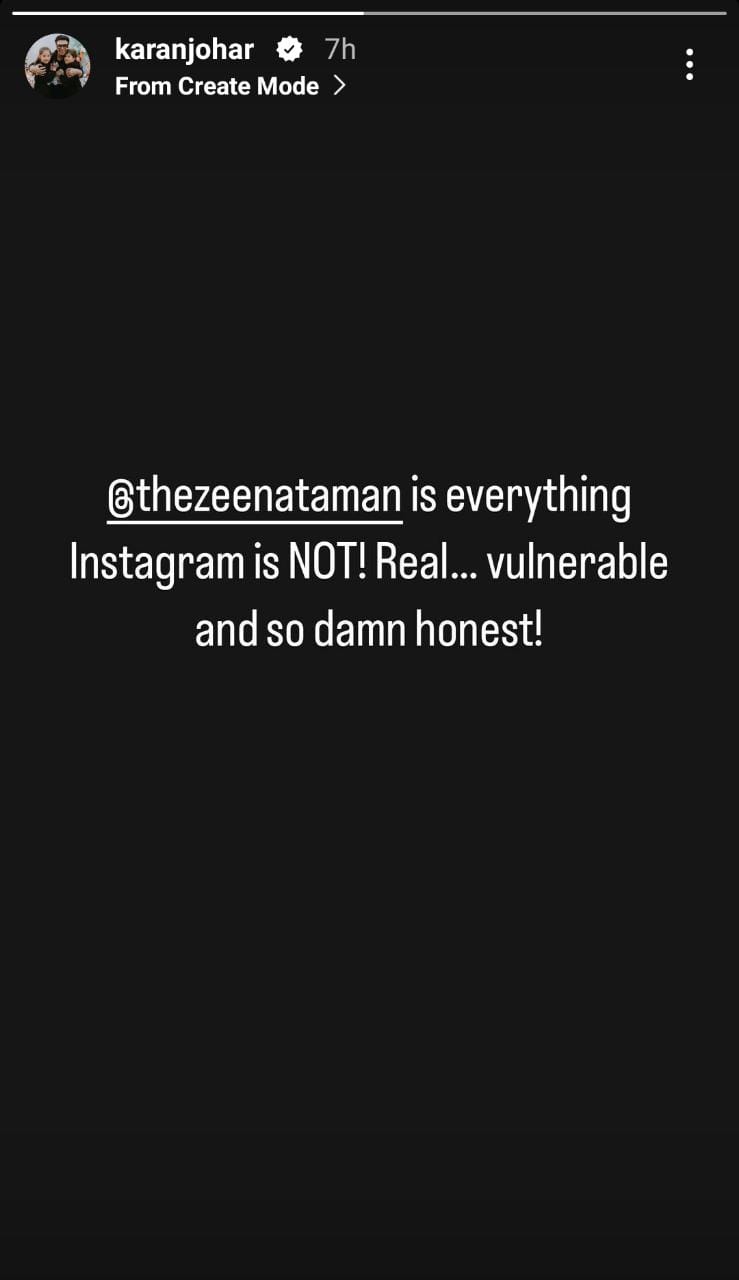 Karan Johar called Zeenat Aman's Instagram game 'honest'. Karan Johar called Zeenat Aman's Instagram game 'honest'.