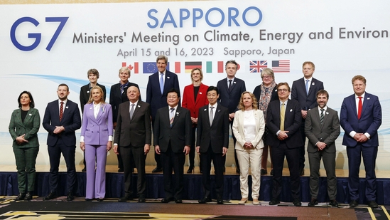 The delegates attend the photo session of G7 Ministers' Meeting on Climate, Energy and Environment in Sapporo, Japan.(Reuters)