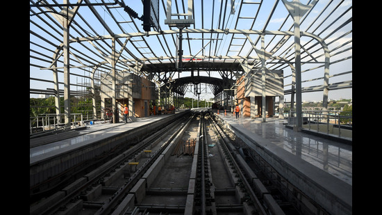 On its part, the Maha Metro claimed that the structures (stations) were completely safe despite the flaws and fixed them. (HT PHOTO) On its part, the Maha Metro claimed that the structures (stations) were completely safe despite the flaws and fixed them. (HT PHOTO)