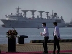 File photo of Wang Yuan 5 ballistic missile tracking sea surveillance ship at Sri Lanka Hambantota Port in August 2022. File photo of Wang Yuan 5 ballistic missile tracking sea surveillance ship at Sri Lanka Hambantota Port in August 2022.