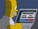 Simpsons episode depicting Homer Simpson voting for US Presidential elections. Simpsons episode depicting Homer Simpson voting for US Presidential elections.
