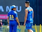 Sachin Tendulkar (L) with Arjun(PTI) Sachin Tendulkar (L) with Arjun(PTI)