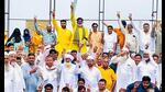 BJP candidates celebrates their win on Monday. (HT Photo) BJP candidates celebrates their win on Monday. (HT Photo)
