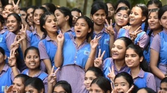 Students in Noida celebrate UP Board Class 10th and 12th results (Sunil Ghosh/HT) Students in Noida celebrate UP Board Class 10th and 12th results (Sunil Ghosh/HT)