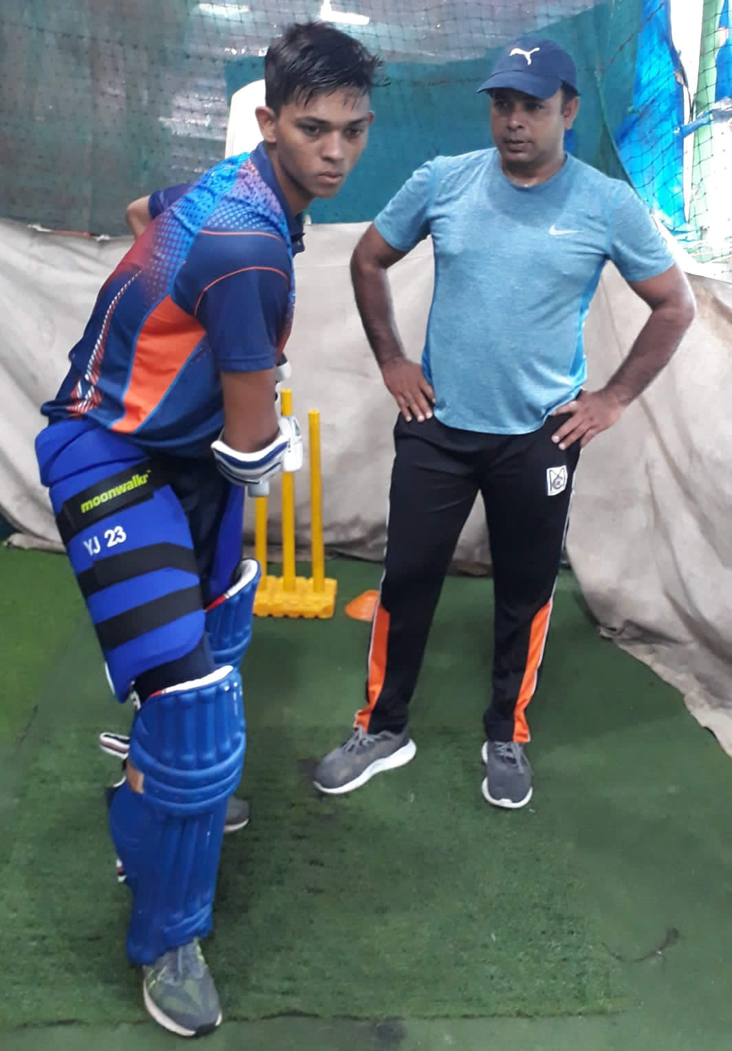 Yashasvi Jaiswal with coach Jwala Singh (R) Yashasvi Jaiswal with coach Jwala Singh (R)