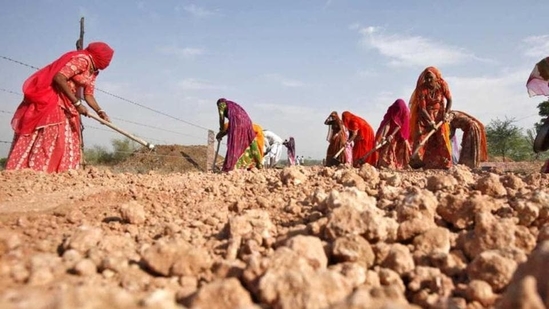 Village women labourers work at construction site (Reuters) Village women labourers work at construction site (Reuters)