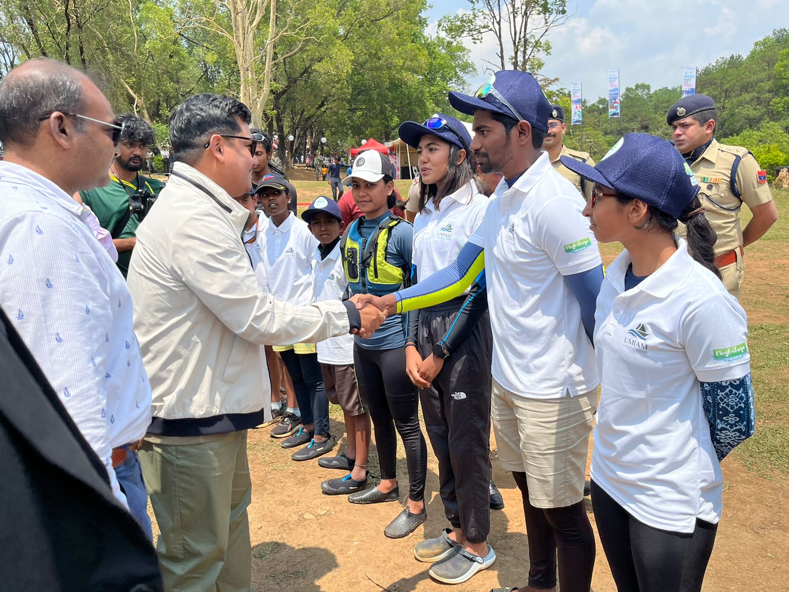 Chief Minister of Meghalaya Conrad Sangma interacts with participants of the Northeast Regatta 2023.(Chayanika Das) Chief Minister of Meghalaya Conrad Sangma interacts with participants of the Northeast Regatta 2023.(Chayanika Das)