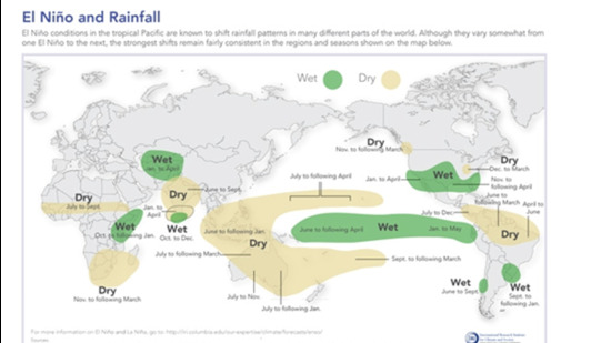 A map WMO issued on expected rainfall patterns globally during El Nino years. (WMO) A map WMO issued on expected rainfall patterns globally during El Nino years. (WMO)