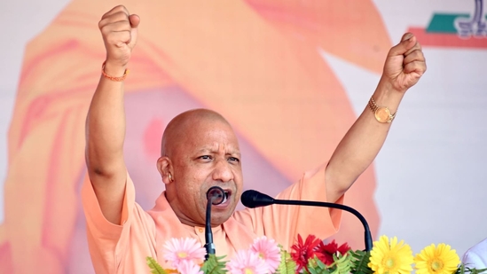 UP chief minister Yogi Adityanath speaking at a public meeting in Prayagraj. UP chief minister Yogi Adityanath speaking at a public meeting in Prayagraj.