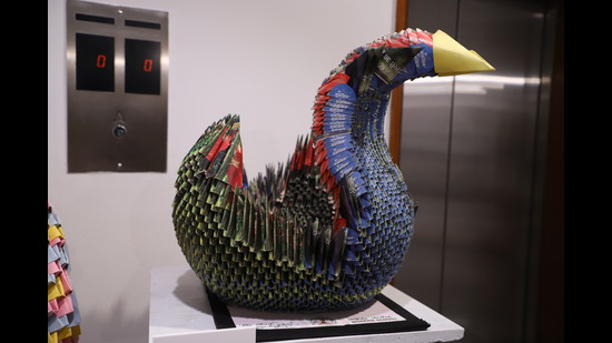 A glass bird made by the students of Modern School, Barakhamba Road. A glass bird made by the students of Modern School, Barakhamba Road.