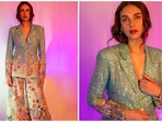 Aditi Rao Hydari is the queen of elegance and grace. She can make any outfit stand out with the way she carries herself. She recently dropped jaws at HT India's Most Stylish 2023 donning a floral blue blazer dazzling set. (Instagram/@aditiraohydari)