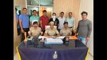 The accused in the custody of Chandigarh Police on Thursday. He was sentenced to life imprisonment in a 2012 murder case. (HT Photo) The accused in the custody of Chandigarh Police on Thursday. He was sentenced to life imprisonment in a 2012 murder case. (HT Photo)