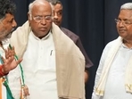 Karnataka's two chief ministerial aspirants Siddaramaiah and D K Shivakumar held separate meetings with Congress president Mallikarjun Kharge on Tuesday. (File) Karnataka's two chief ministerial aspirants Siddaramaiah and D K Shivakumar held separate meetings with Congress president Mallikarjun Kharge on Tuesday. (File)