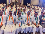 Karnataka Congress leaders during the Congress Legislature Party (CLP) meeting, in Bengaluru on Sunday. (Image for representation)(PTI) Karnataka Congress leaders during the Congress Legislature Party (CLP) meeting, in Bengaluru on Sunday. (Image for representation)(PTI)