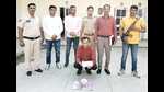 The accused, Jayesh Ravji Sejpal, in the Karnal police custody. (HT photo) The accused, Jayesh Ravji Sejpal, in the Karnal police custody. (HT photo)