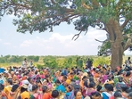 Villagers of Barsu and Solgaon of Rajapur taluka in Ratnagiri district of Konkan region stage a protest against the upcoming oil refinery project, in Ratnagiri, India, on Tuesday, April 25, 2023. (HT Photo) Villagers of Barsu and Solgaon of Rajapur taluka in Ratnagiri district of Konkan region stage a protest against the upcoming oil refinery project, in Ratnagiri, India, on Tuesday, April 25, 2023. (HT Photo)