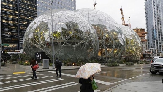 A file photo of the Amazon Spheres building in downtown Seattle (AP) A file photo of the Amazon Spheres building in downtown Seattle (AP)