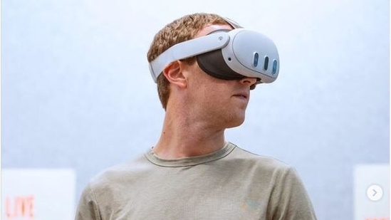 Mark Zuckerberg shared a picture of him wearing the Meta Quest 3 reality headset. (Instagram/Mark Zuckerberg)