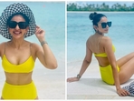 Rakul Preet is having a gala time relaxing in one of the most ideal celeb holiday spots, the Maldives. The Runway 34 actor recently took to her Instagram handle to share the latest stills from her beach vacation and made her fans go gaga. (Instagram/@rakulpreet) Rakul Preet is having a gala time relaxing in one of the most ideal celeb holiday spots, the Maldives. The Runway 34 actor recently took to her Instagram handle to share the latest stills from her beach vacation and made her fans go gaga. (Instagram/@rakulpreet)